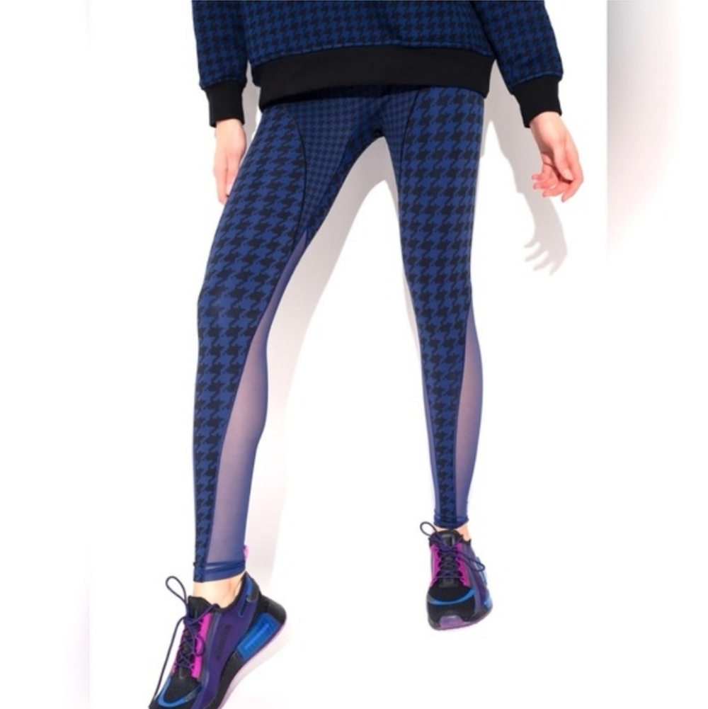 Adidas & IVY PARK Navy Houndstooth Mesh-Panel Leggings - Picture 2 of 7